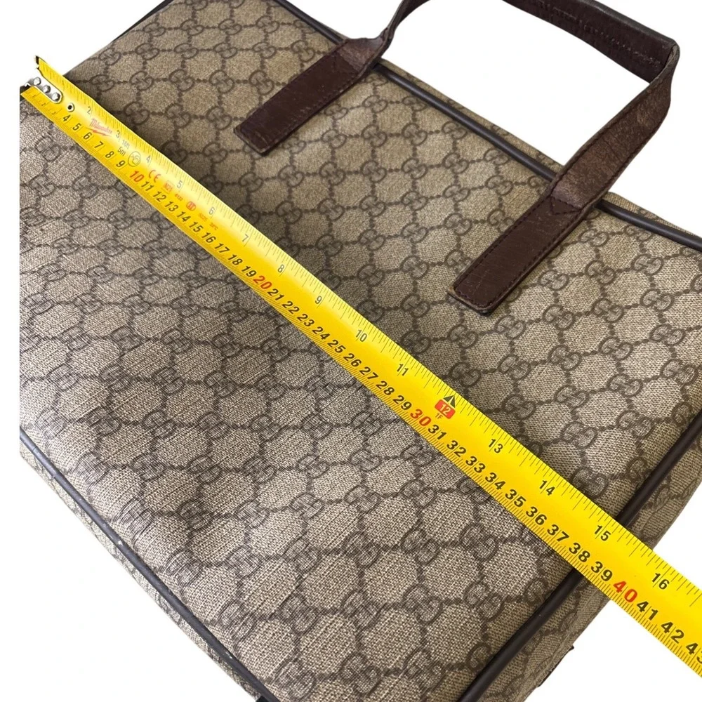 Gucci GG Supreme Briefcase Brown Leather Laptop Bag 28723 486628 Vintage